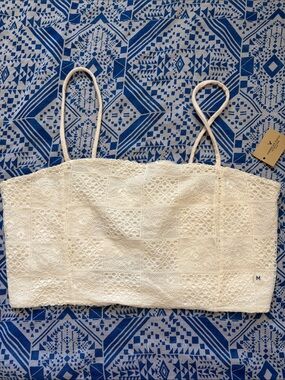American Eagle White Lace Crop Top